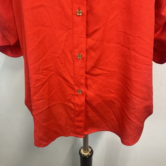 Calvin Klein Blouse Tunic size Large Cherry Red Gold Zippers Lagenlook Career - Picture 5 of 9